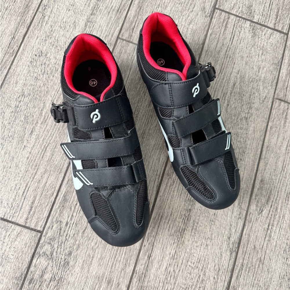 Peloton Black Cycling Shoes with Red Accents